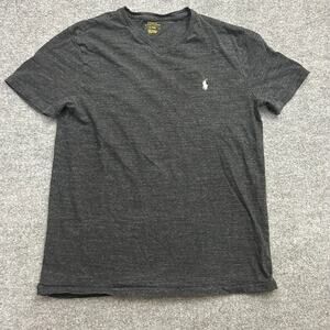 Polo Ralph Lauren V-Neck T-Shirt Men's Medium Heather Gray Logo Tee M